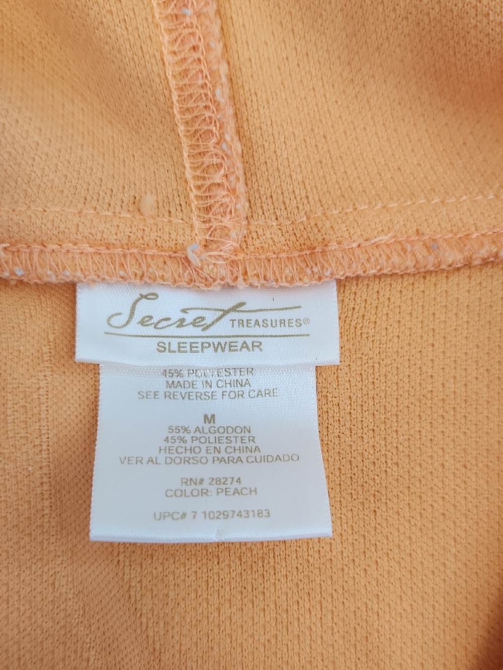 Secret Treasres Palm Tree Print Beach Cover Up Robe. Hooded Peach Color. Size M - Picture 5 of 10